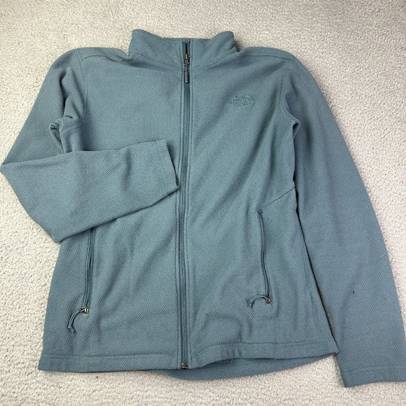 The North Face Men's Medium Blue Long Sleeve Full Zip Pocket Active Sweater Used - Picture 1 of 11